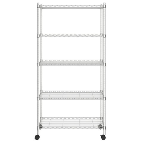 5-POZIOMOWY REGAŁ NA KÓŁKACH 75X35X155CM CHROM 250KG