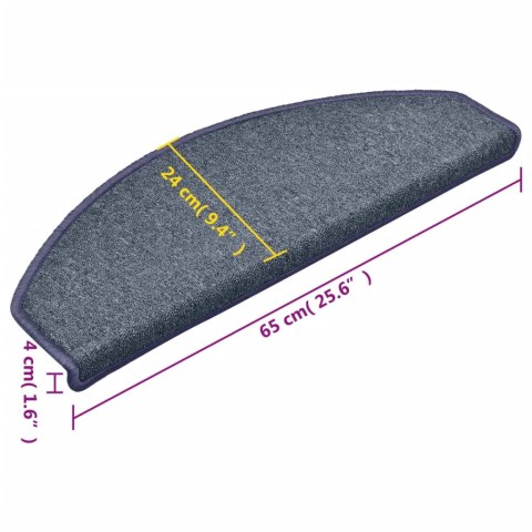 NAKŁADKI NA SCHODY 15 SZT. CIEMNOSZARO-NIEBIESKIE 65X24X4CM