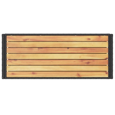 WÓZEK BAROWY 3-POZIOMOWY CZARNY POLIRATTAN I DREWNO AKACJOWE