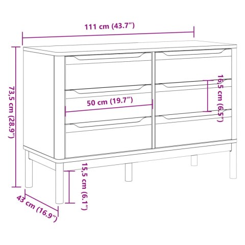 KOMODA FLORO BIAŁA LITE DREWNO SOSNOWE