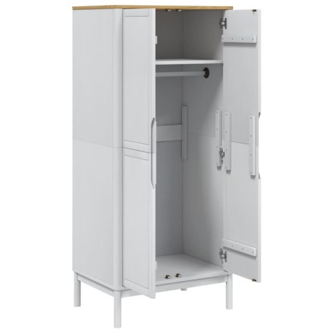 SZAFA FLORO BIAŁA 77X53X171CM LITE DREWNO SOSNOWE