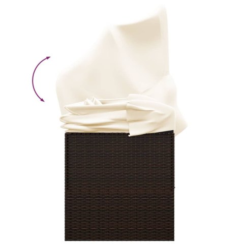 LEŻANKA OGRODOWA Z DASZKIEM I PODUSZKAMI BRĄZOWA POLIRATTAN