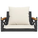 ŁAWKA BUJANA Z PODUSZKAMI CZARNA 63X62X40CM POLIRATTAN