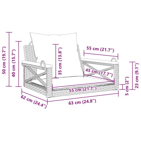 ŁAWKA BUJANA Z PODUSZKAMI CZARNA 63X62X40CM POLIRATTAN
