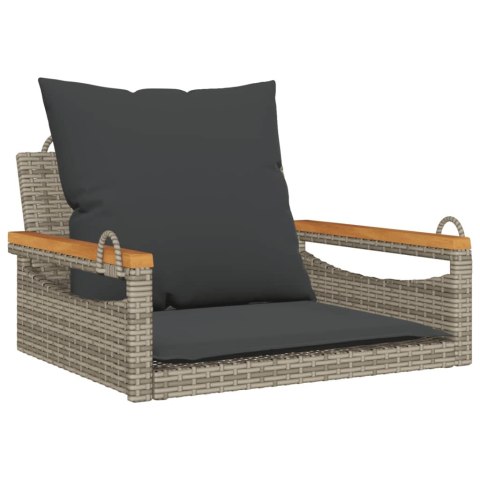 ŁAWKA BUJANA Z PODUSZKAMI SZARA 63X62X40CM POLIRATTAN