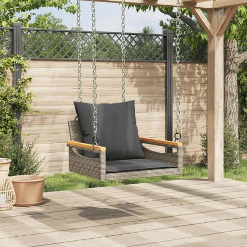 ŁAWKA BUJANA Z PODUSZKAMI SZARA 63X62X40CM POLIRATTAN