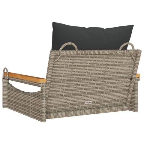 ŁAWKA BUJANA Z PODUSZKAMI SZARA 63X62X40CM POLIRATTAN