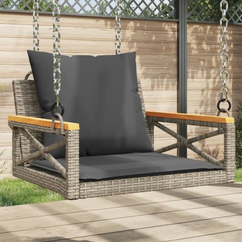 ŁAWKA BUJANA Z PODUSZKAMI SZARA 63X62X40CM POLIRATTAN