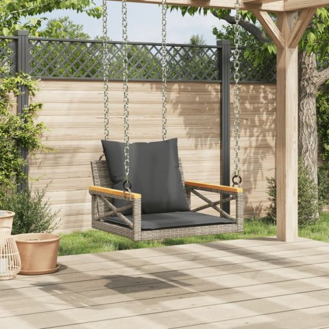 ŁAWKA BUJANA Z PODUSZKAMI SZARA 63X62X40CM POLIRATTAN