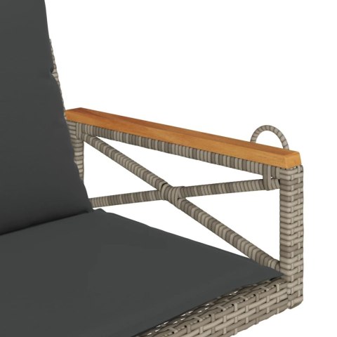 ŁAWKA BUJANA Z PODUSZKAMI SZARA 63X62X40CM POLIRATTAN