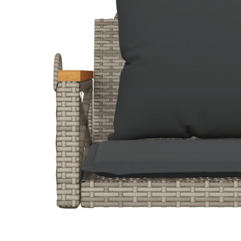 ŁAWKA BUJANA Z PODUSZKAMI SZARA 63X62X40CM POLIRATTAN