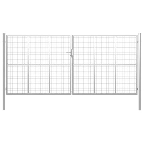 BRAMA OGRODOWA GALWANIZOWANA STAL 415X225CM SREBRNA