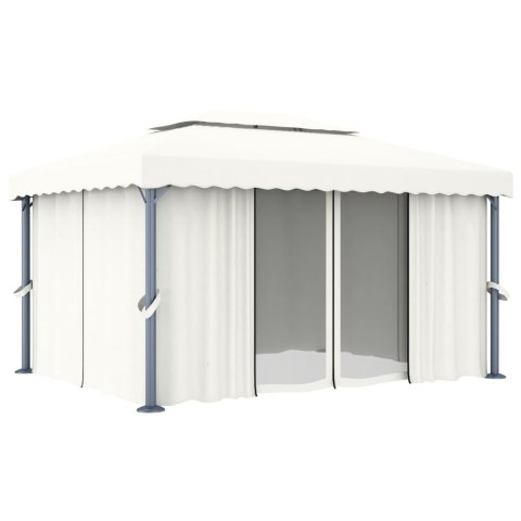 ALTANA OGRODOWA OGRODOWA Z ZASŁONAMI 4X 3M KREMOWA ALUMINIUM