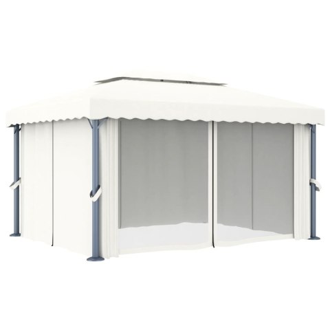 ALTANA OGRODOWA OGRODOWA Z ZASŁONAMI 4X 3M KREMOWA ALUMINIUM