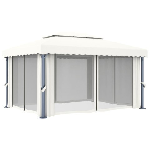 ALTANA OGRODOWA OGRODOWA Z ZASŁONAMI 4X 3M KREMOWA ALUMINIUM