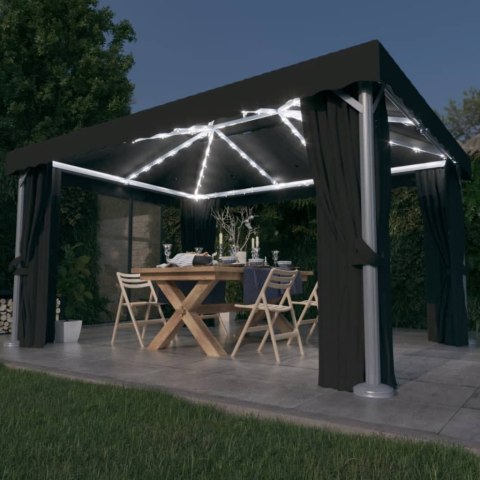 ALTANA Z ZASŁONAMI I SZNUREM LAMPEK LED 4X3M ANTRACYTOWA