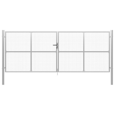 BRAMA OGRODOWA GALWANIZOWANA STAL 415X200CM SREBRNA