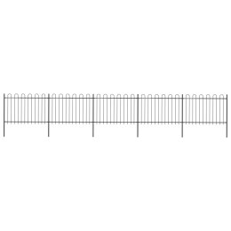 OGRODZENIE Z ZAOKRĄGLONYMI KOŃCAMI STALOWE 8,5X1,2M CZARNE