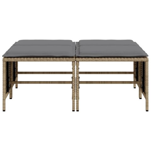 STOŁKI OGRODOWE Z PODUSZKAMI 4 SZT. BEŻOWE POLIRATTAN