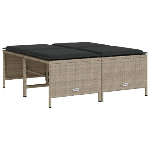 STOŁKI OGRODOWE Z PODUSZKAMI 4 SZT. JASNOSZARE POLIRATTAN