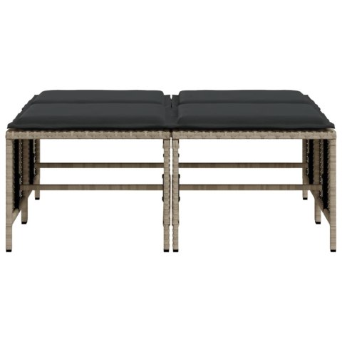 STOŁKI OGRODOWE Z PODUSZKAMI 4 SZT. JASNOSZARE POLIRATTAN