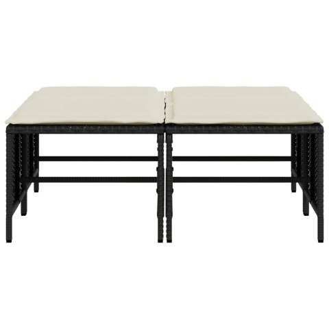 STOŁKI OGRODOWE Z PODUSZKAMI 4 SZT. CZARNE POLIRATTAN