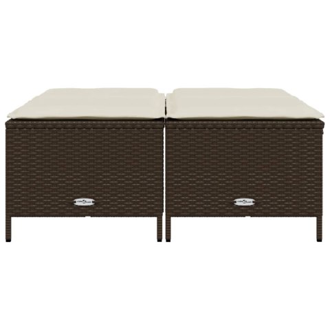 STOŁKI OGRODOWE Z PODUSZKAMI 4 SZT. BRĄZOWE POLIRATTAN