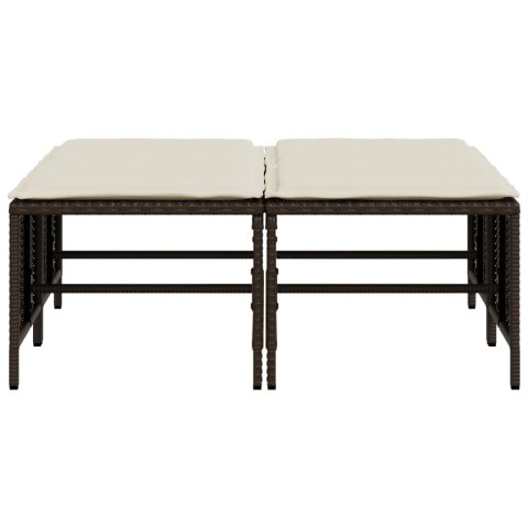 STOŁKI OGRODOWE Z PODUSZKAMI 4 SZT. BRĄZOWE POLIRATTAN