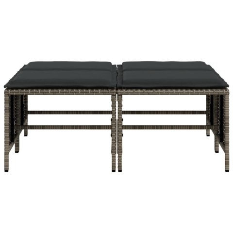 STOŁKI OGRODOWE Z PODUSZKAMI 4 SZT. SZARE POLIRATTAN