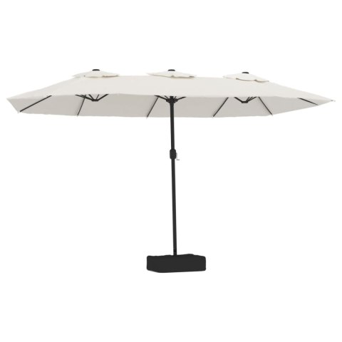 PODWÓJNY PARASOL OGRODOWY Z LED PIASKOWA BIEL 449X245CM