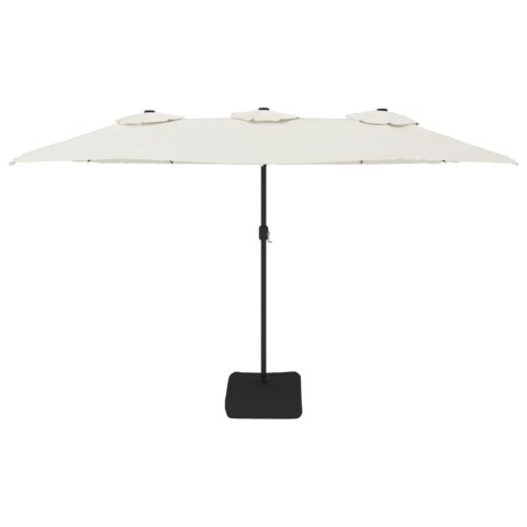 PODWÓJNY PARASOL OGRODOWY Z LED PIASKOWA BIEL 449X245CM