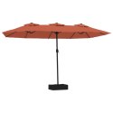 PODWÓJNY PARASOL OGRODOWY Z LED TERAKOTOWY 449X245CM