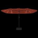 PODWÓJNY PARASOL OGRODOWY Z LED TERAKOTOWY 449X245CM