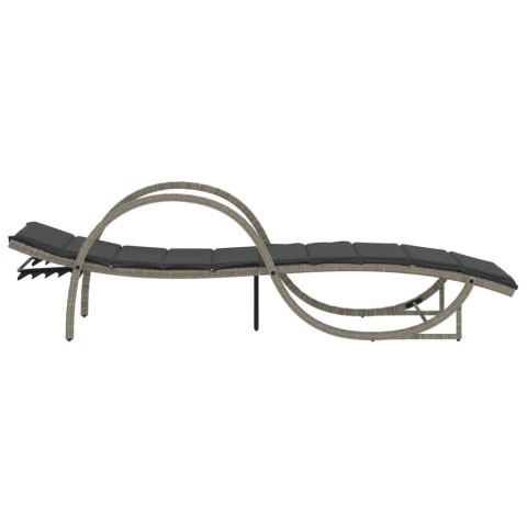 LEŻAK Z PODUSZKĄ JASNOSZARY 60X199X42CM POLIRATTAN