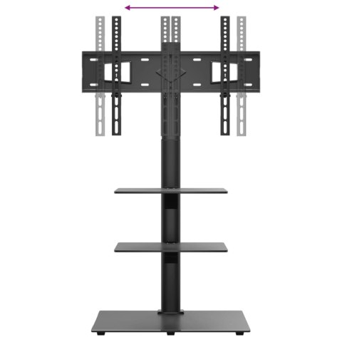 NAROŻNY STOJAK NA TELEWIZOR 32-65 CALI 3-POZIOMOWY CZARNY