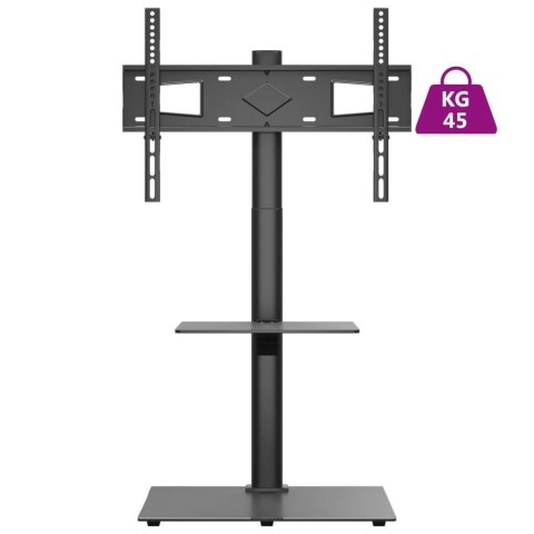 NAROŻNY STOJAK NA TELEWIZOR 32-65 CALI 2-POZIOMOWY CZARNY
