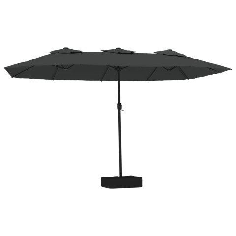 PODWÓJNY PARASOL OGRODOWY Z LED ANTRACYTOWY 449X245CM