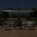 PODWÓJNY PARASOL OGRODOWY Z LED ANTRACYTOWY 449X245CM
