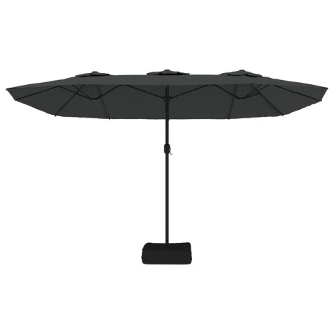 PODWÓJNY PARASOL OGRODOWY Z LED ANTRACYTOWY 449X245CM
