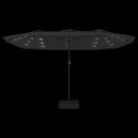PODWÓJNY PARASOL OGRODOWY Z LED ANTRACYTOWY 449X245CM