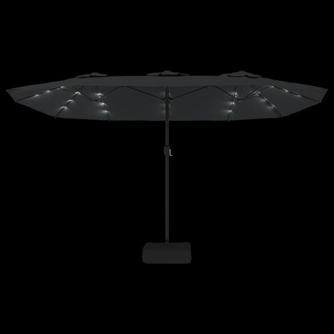 PODWÓJNY PARASOL OGRODOWY Z LED ANTRACYTOWY 449X245CM