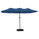 PODWÓJNY PARASOL OGRODOWY Z LED NIEBIESKI 449X245CM