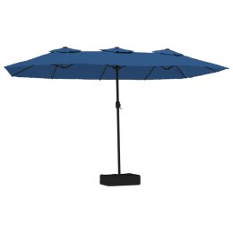 PODWÓJNY PARASOL OGRODOWY Z LED NIEBIESKI 449X245CM