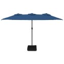 PODWÓJNY PARASOL OGRODOWY Z LED NIEBIESKI 449X245CM