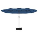 PODWÓJNY PARASOL OGRODOWY Z LED NIEBIESKI 449X245CM