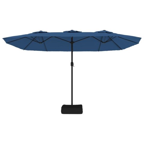 PODWÓJNY PARASOL OGRODOWY Z LED NIEBIESKI 449X245CM