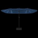 PODWÓJNY PARASOL OGRODOWY Z LED NIEBIESKI 449X245CM