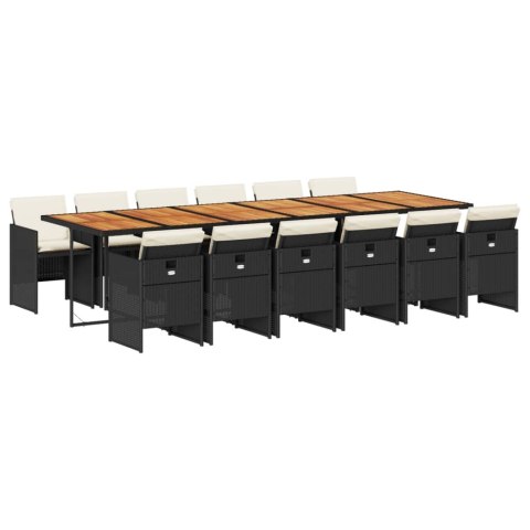 13-CZ. ZESTAW MEBLI DO OGRODU PODUSZKI CZARNY RATTAN PE