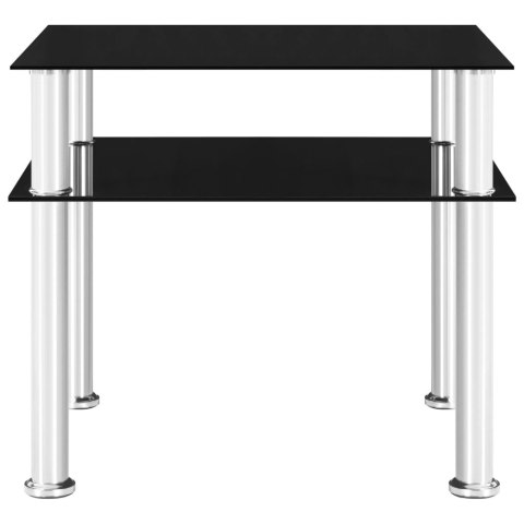 STOLIK BOCZNY CZARNY 45X50X45CM HARTOWANE SZKŁO