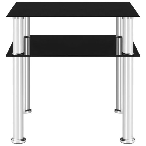 STOLIK BOCZNY CZARNY 45X50X45CM HARTOWANE SZKŁO